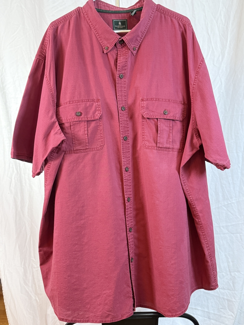 G.H. Bass & Co. Men's Red Short Sleeve Button-Down Shirt sz 3XL Tall